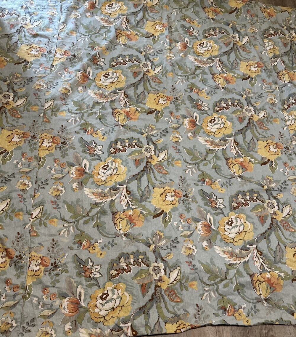 Pottery Barn Vanessa Floral Full Queen Duvet Cover Palampore Cotton Blue Yellow